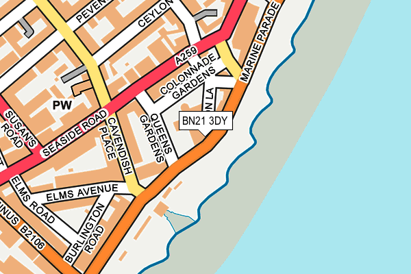 BN21 3DY map - OS OpenMap – Local (Ordnance Survey)