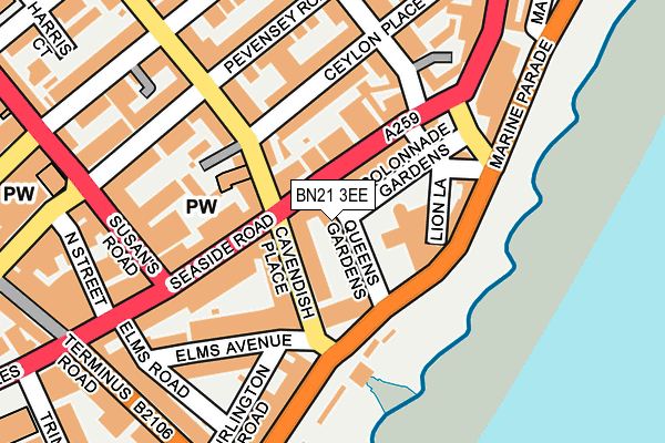 BN21 3EE map - OS OpenMap – Local (Ordnance Survey)