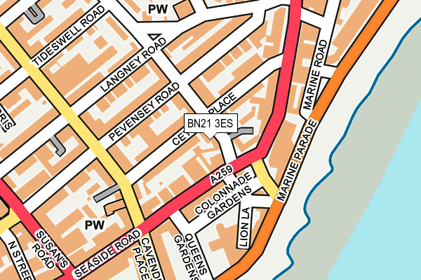 BN21 3ES map - OS OpenMap – Local (Ordnance Survey)