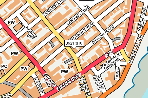 BN21 3HX map - OS OpenMap – Local (Ordnance Survey)