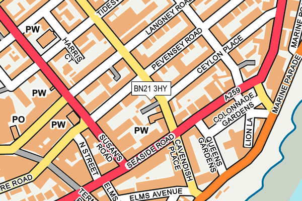 BN21 3HY map - OS OpenMap – Local (Ordnance Survey)