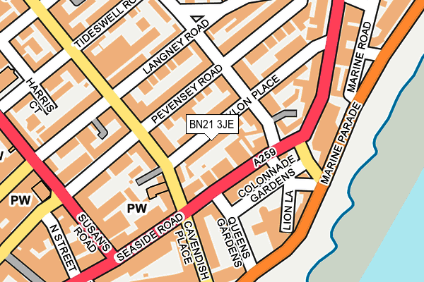 BN21 3JE map - OS OpenMap – Local (Ordnance Survey)