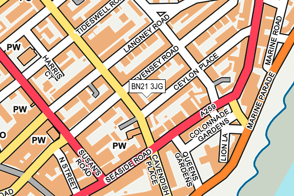 BN21 3JG map - OS OpenMap – Local (Ordnance Survey)