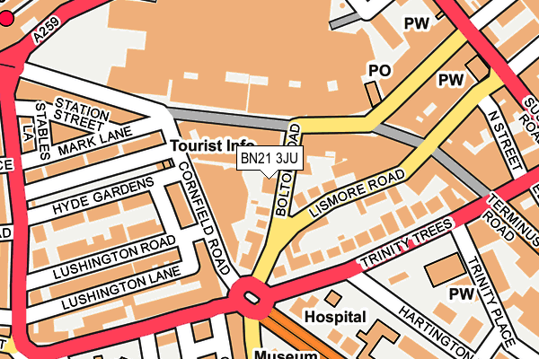 BN21 3JU map - OS OpenMap – Local (Ordnance Survey)