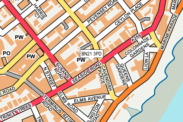 BN21 3PD map - OS OpenMap – Local (Ordnance Survey)
