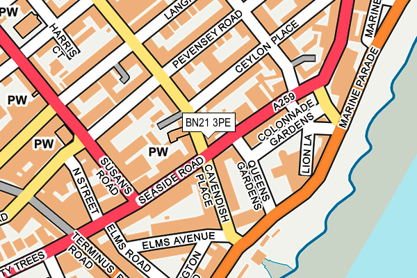 BN21 3PE map - OS OpenMap – Local (Ordnance Survey)
