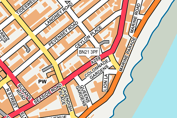 BN21 3PF map - OS OpenMap – Local (Ordnance Survey)