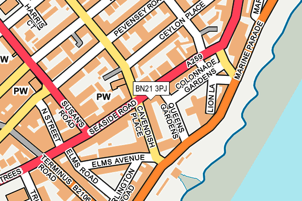 BN21 3PJ map - OS OpenMap – Local (Ordnance Survey)