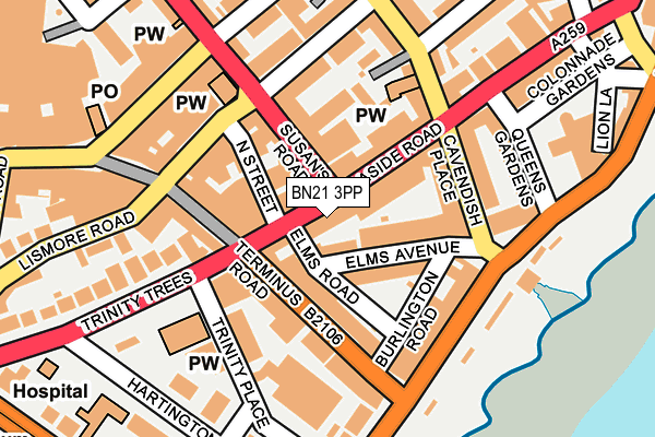 BN21 3PP map - OS OpenMap – Local (Ordnance Survey)