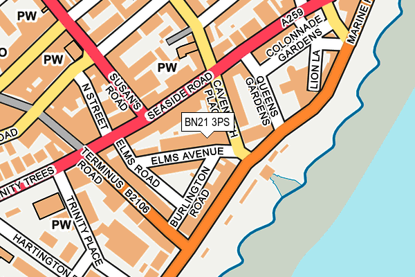 BN21 3PS map - OS OpenMap – Local (Ordnance Survey)