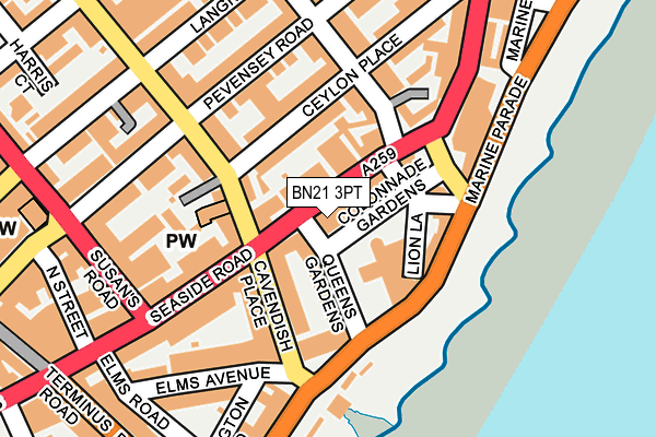 BN21 3PT map - OS OpenMap – Local (Ordnance Survey)