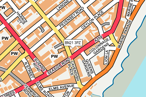 BN21 3PZ map - OS OpenMap – Local (Ordnance Survey)