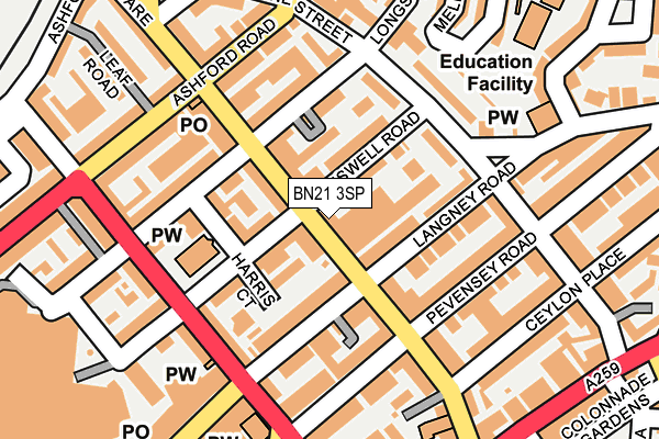 BN21 3SP map - OS OpenMap – Local (Ordnance Survey)