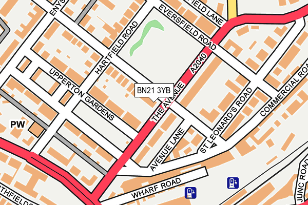 BN21 3YB map - OS OpenMap – Local (Ordnance Survey)