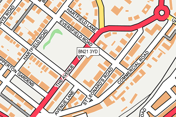 BN21 3YD map - OS OpenMap – Local (Ordnance Survey)