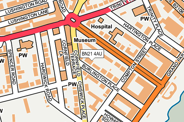 BN21 4AU map - OS OpenMap – Local (Ordnance Survey)