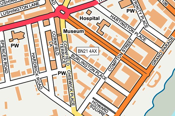 BN21 4AX map - OS OpenMap – Local (Ordnance Survey)