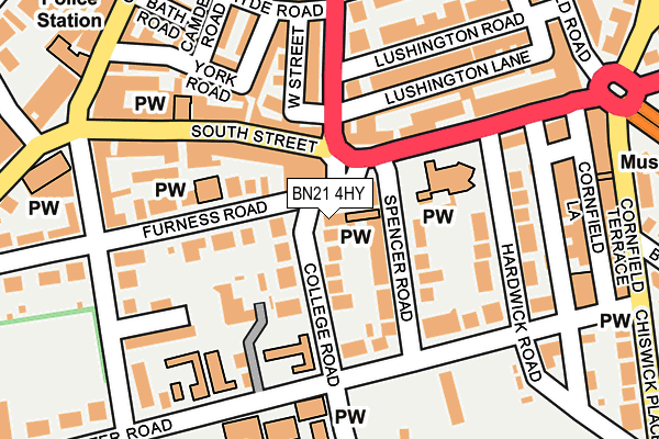 BN21 4HY map - OS OpenMap – Local (Ordnance Survey)