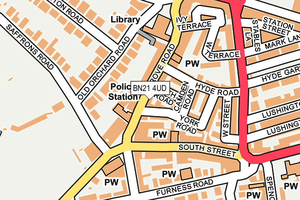 BN21 4UD map - OS OpenMap – Local (Ordnance Survey)