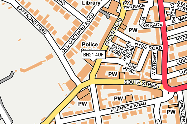 BN21 4UF map - OS OpenMap – Local (Ordnance Survey)