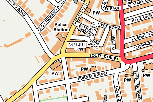 BN21 4UJ map - OS OpenMap – Local (Ordnance Survey)