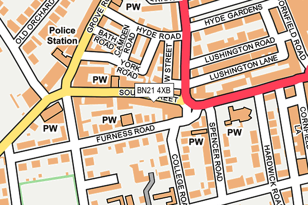 BN21 4XB map - OS OpenMap – Local (Ordnance Survey)