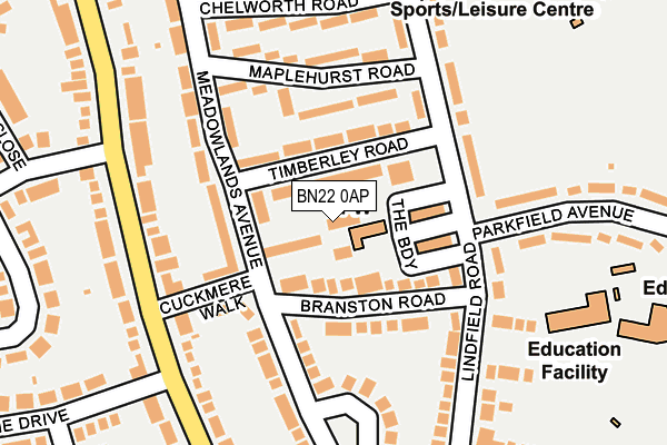 BN22 0AP map - OS OpenMap – Local (Ordnance Survey)