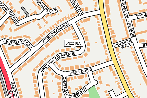 BN22 0ES map - OS OpenMap – Local (Ordnance Survey)