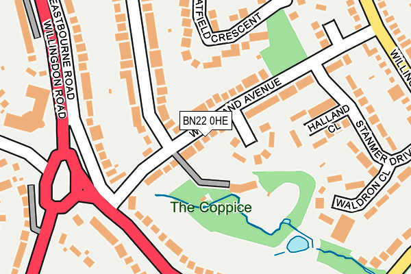 BN22 0HE map - OS OpenMap – Local (Ordnance Survey)