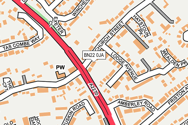 BN22 0JA map - OS OpenMap – Local (Ordnance Survey)