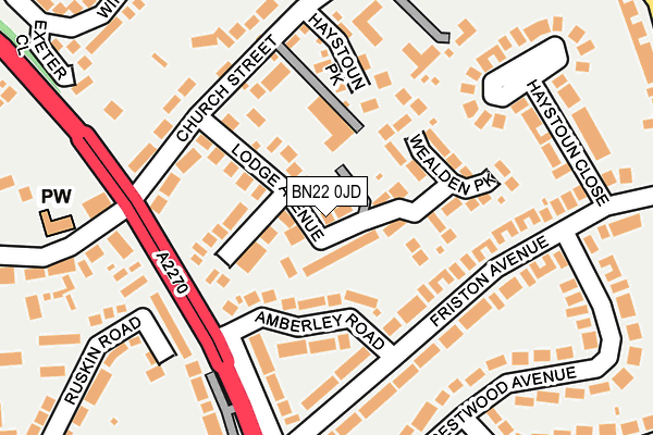 BN22 0JD map - OS OpenMap – Local (Ordnance Survey)
