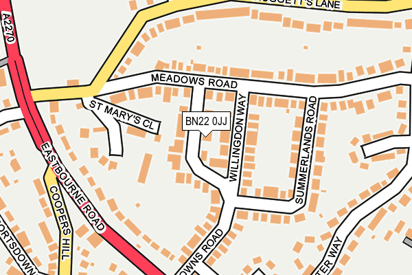 BN22 0JJ map - OS OpenMap – Local (Ordnance Survey)