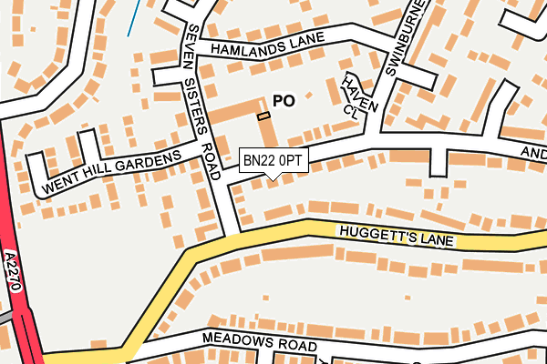 BN22 0PT map - OS OpenMap – Local (Ordnance Survey)