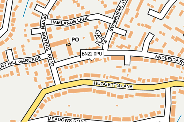 BN22 0PU map - OS OpenMap – Local (Ordnance Survey)
