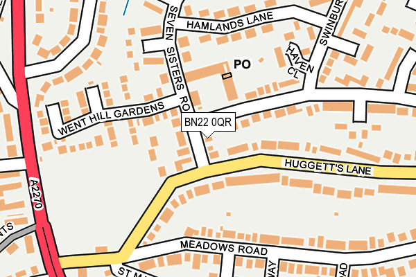 BN22 0QR map - OS OpenMap – Local (Ordnance Survey)