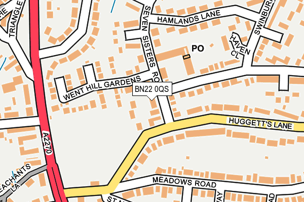 BN22 0QS map - OS OpenMap – Local (Ordnance Survey)