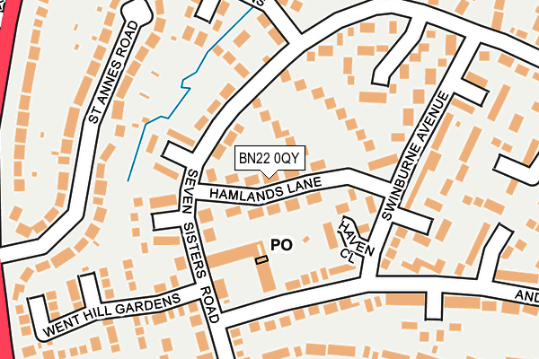 BN22 0QY map - OS OpenMap – Local (Ordnance Survey)