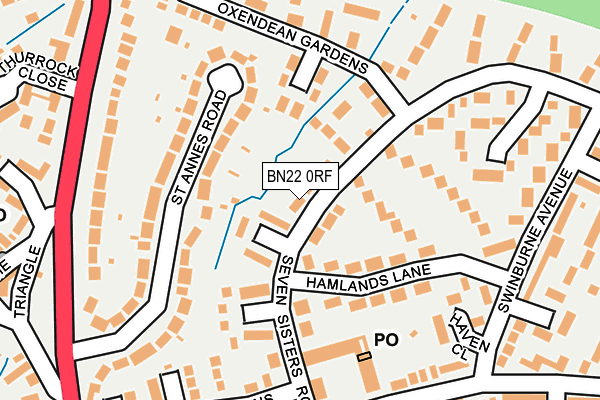 BN22 0RF map - OS OpenMap – Local (Ordnance Survey)