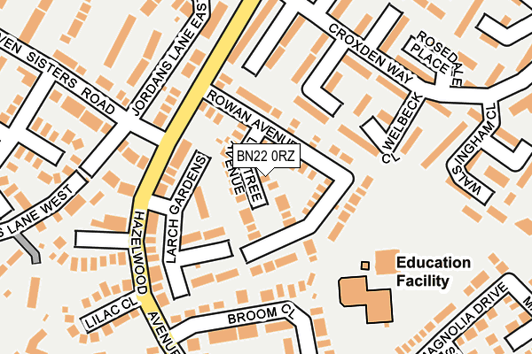 BN22 0RZ map - OS OpenMap – Local (Ordnance Survey)