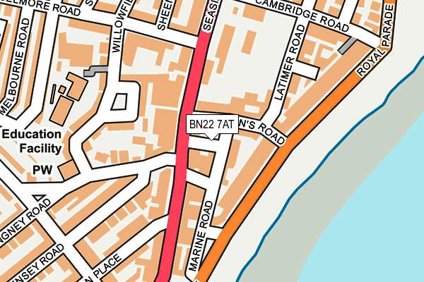 BN22 7AT map - OS OpenMap – Local (Ordnance Survey)