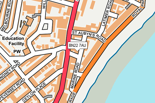 BN22 7AU map - OS OpenMap – Local (Ordnance Survey)