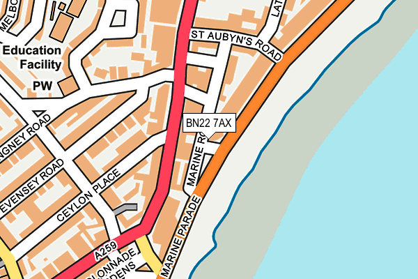 BN22 7AX map - OS OpenMap – Local (Ordnance Survey)