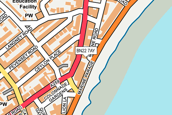 BN22 7AY map - OS OpenMap – Local (Ordnance Survey)