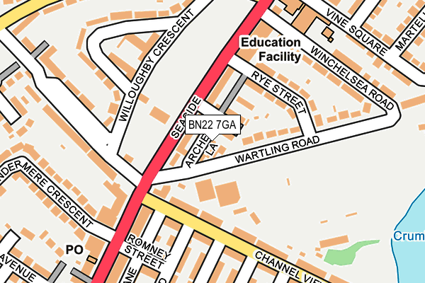 BN22 7GA map - OS OpenMap – Local (Ordnance Survey)