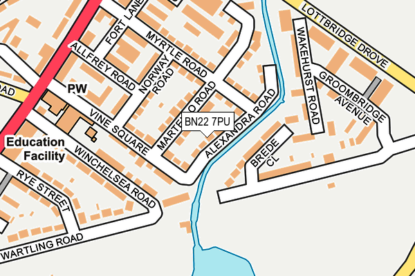 BN22 7PU map - OS OpenMap – Local (Ordnance Survey)