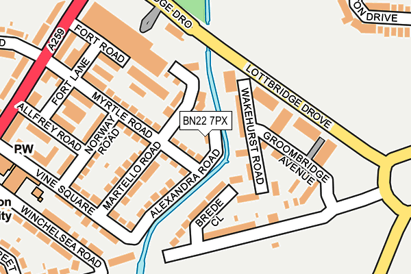 BN22 7PX map - OS OpenMap – Local (Ordnance Survey)