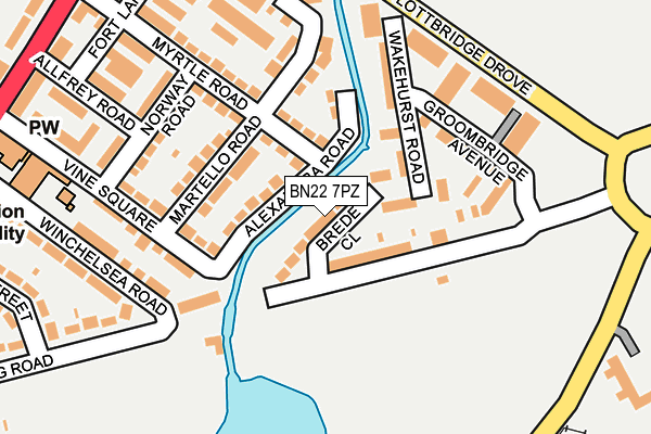 BN22 7PZ map - OS OpenMap – Local (Ordnance Survey)
