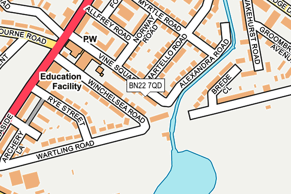 BN22 7QD map - OS OpenMap – Local (Ordnance Survey)
