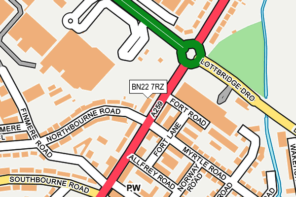 BN22 7RZ map - OS OpenMap – Local (Ordnance Survey)