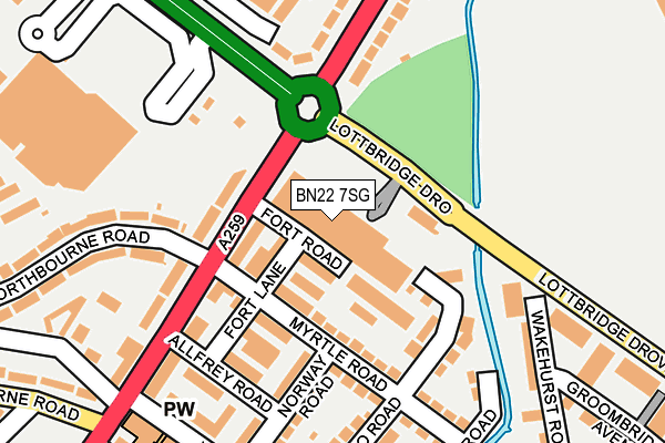 BN22 7SG map - OS OpenMap – Local (Ordnance Survey)